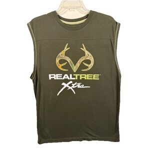 Realtree‎ Xtra Mens, Medium, Muscle T-Shirt Olive Green Camo Logo Sleeveless